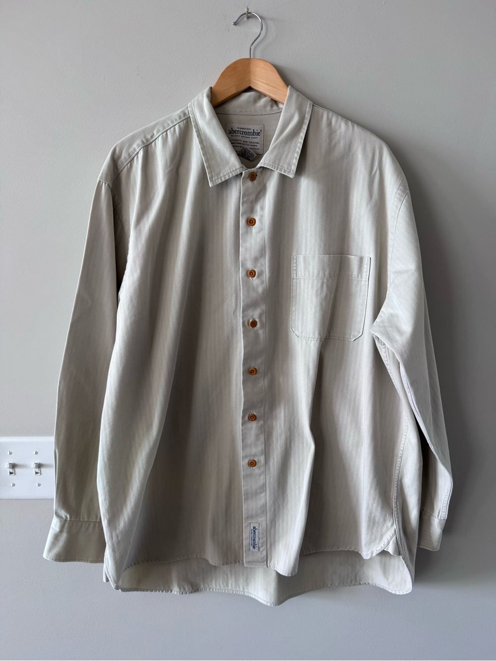 Vintage! Abercrombie Light Tan Button-Up Safari Button Down Shirt